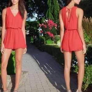 Astr Orange Coral Romper Medium